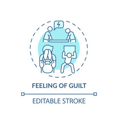 Guilt feeling concept icon. Procrastination effect idea thin line illustration. Unworthiness sense. Negative affective experiences. Vector isolated outline RGB color drawing. Editable stroke