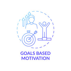 Goals based motivation concept icon. Establishing challenging goals idea thin line illustration. Successful tasks achievement. Desire to meeting deadline. Vector isolated outline RGB color drawing