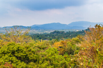 the landscape around Wat Khao Tabak in Si Racha Thailand Asia