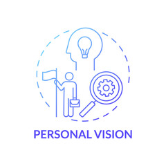 Personal vision concept icon. Fighting procrastination method idea thin line illustration. Making challenging decisions. Direction and commitment feeling. Vector isolated outline RGB color drawing