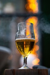 half finised glass of beer