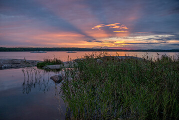 Beautiful coastal sunset in Sweden
