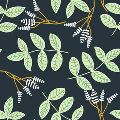 Seamless floral pattern with hand-drawn leaves vector illustration. Good for wallpaper. card, fabric, textile, stationary, apparel.