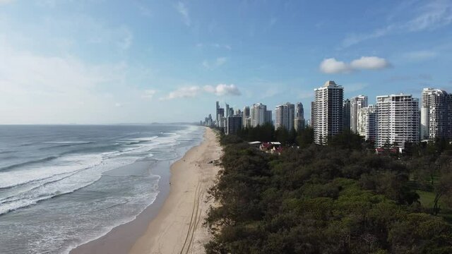 Drone shot of Surfers Paradise beaches goldcoast