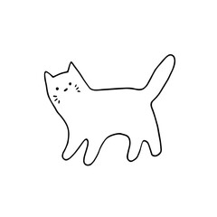 Cat. Vector hand-drawn doodle illustration. Black and white outline. Coloring	