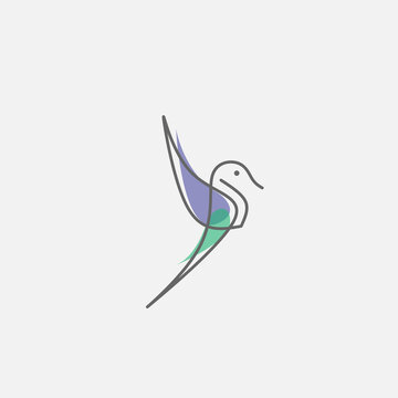 Logo design template, with hand drawn cute bird icon shape