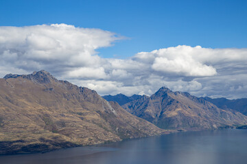 View of Lake Wakatipu and Walter Peak from Queenstown Hill, New Zealand