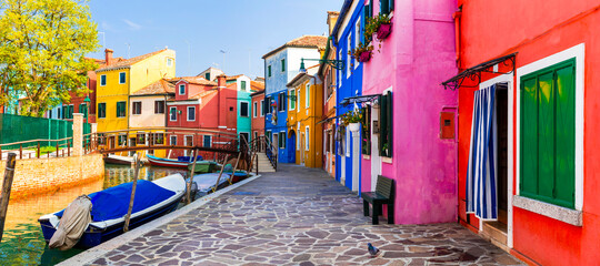 Most colorful traditional fishing town (village) Burano - Island near of Venice. Italy travel and...