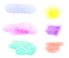 Set of watercolor stains. Spots on a white background. Watercolor texture with brush strokes.