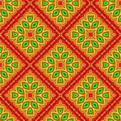 Seamless pattern with symmetric geometric ornament.
