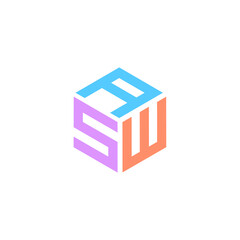 Initial letter of the ASW. Hexagon logo with three letters