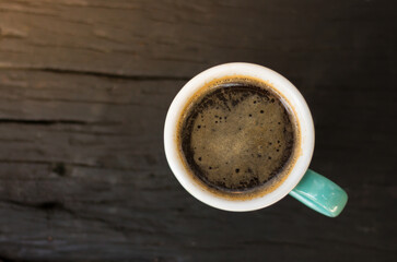 Obraz na płótnie Canvas Morning coffee in a ceramic mug.