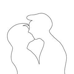 Man and woman kissing each other hand drawing. Concept of love, soulmate, relationship and valentine.