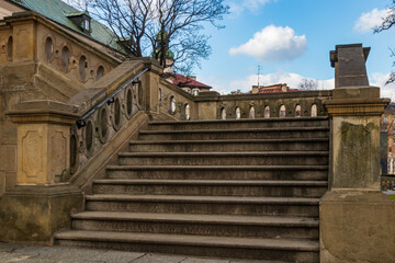 Fototapeta na wymiar Stairs to the Church of St. Stanislaw in Krakow