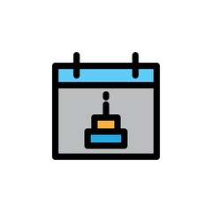 Birth day filled line Icon. calendar and date vector illustration on white background