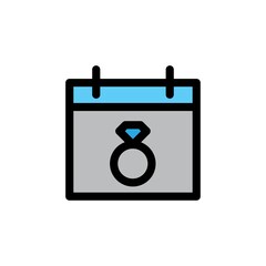 Wedding day filled line Icon. calendar and date vector illustration on white background