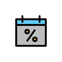 Sales filled line Icon. calendar and date vector illustration on white background