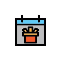 Gift box filled line Icon. calendar and date vector illustration on white background