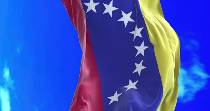 Waving Venezuelan flag. Venezuela is a country on the northern coast of South America with diverse natural attractions.