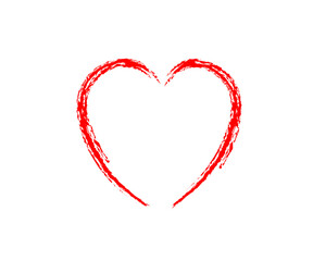 Vector Heart shape frame with brush painting isolated on white background - hand drawn design for Valentine's day web icon, symbol, sign, romantic wedding, love card