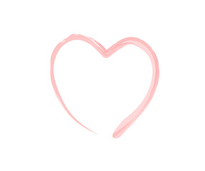 Vector Heart shape frame with brush painting isolated on white b