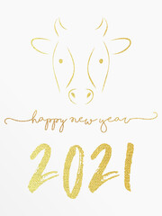 2021 - chinese year of the iron bull - happy new year 2021 glitter