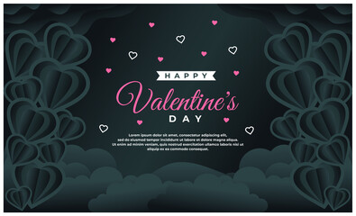 happy Valentine's day banner template with dark background