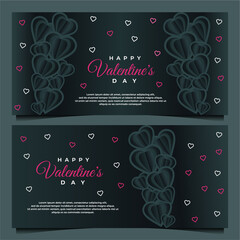 happy Valentine's day banner template with dark background template