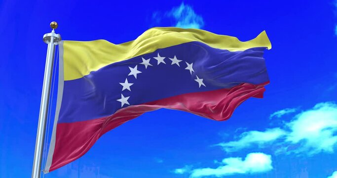 Waving Venezuelan flag. Venezuela is a country on the northern coast of South America with diverse natural attractions.