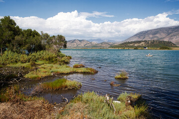 View of the lagoon in  Butrint National Park, Unesco,  World Heritage Centre, in the south of Sarandë, Vlorë County, Albania Europe.