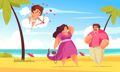 Beach Love Cupid Composition