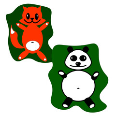 vector illustrations panda, funny animals, cat, bear, bears eat honey, panda funny and kind bear, children's illustration, illustration for notepad, illustration for passport cover, image for printing