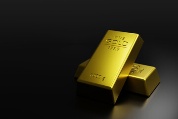 Fine Gold bars with black background,wealthy luxury concept ,3d rendering,illustration