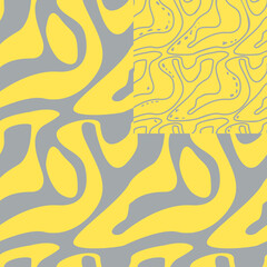 Collage wavy lines and wavy stripes seamless pattern set in yellow and grey.Modern abstract design for paper cover,fabric,interior decor and other users.Vector illustration.
