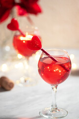 Valentines day celebration with champagne mimosa drink cocktail