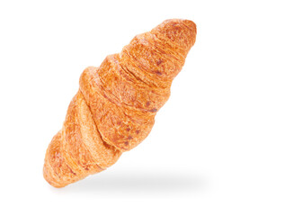 Fresh croissant close up on white background