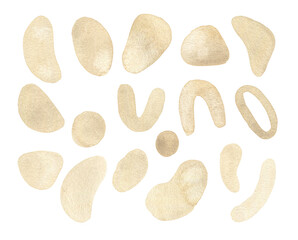 Watercolor abstract shapes set. Modern hand drawn design elements for social media icons, logo, wall art, posters and other.