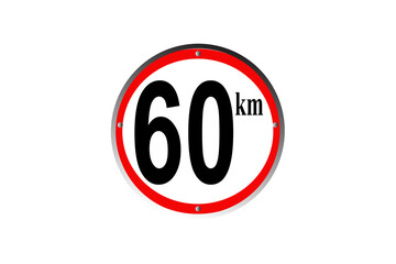 Traffic road sign  60 km maximum speed limit