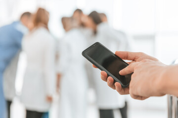 close up. smartphone in the hands of a man.