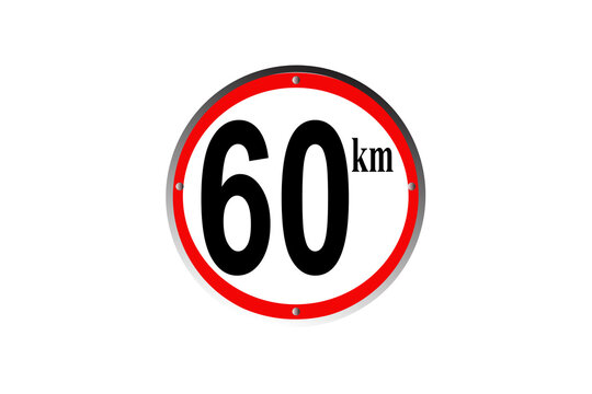 Traffic road sign  60 km maximum speed limit