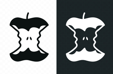 Vector image. Waste icon. Image of a bitten apple.