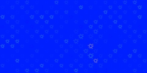 Dark blue vector background with covid-19 symbols.