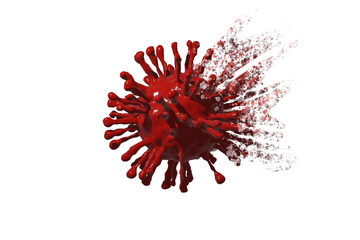 3D rendering.Vaccine against COVID-19 virus cell under the microscope isolated on white background. Modern virus design and realistic