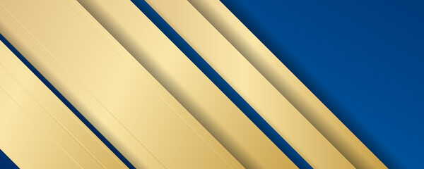 Abstract line polygonal pattern luxury dark blue with gold background for wide banner. Vector illustration design for business corporate presentation, banner, cover, web, flyer, business card, poster
