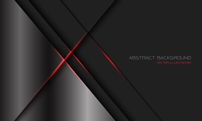 Abstract silver dark grey metallic red light line slash with blank space design modern luxury futuristic technology background vector illustration.