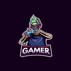 Skull gamer mascot logo design vector, Skull logo, mascot logo, gamer logo