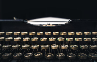 Closeup of old vintage typewriter keyboard