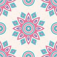 Seamless vector color pattern with mandala. Abstract oriental mandala background. Vintage decorative elements. Islam, Arabic, Indian, ottoman motifs. For textile, fabric and paper.
