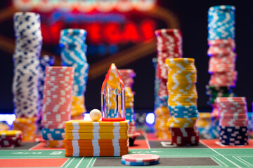 Roulette table close up at the Casino