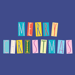vector lettering merry christmas isolated in background